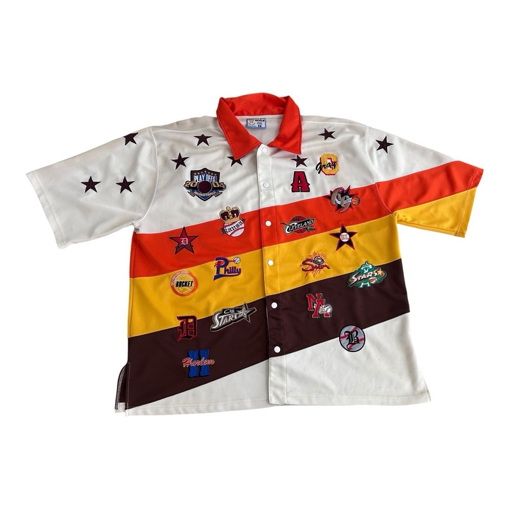 Harlem Stream Street League Shirt Mens‎ 2XL Colorful Embroidered Logo Button